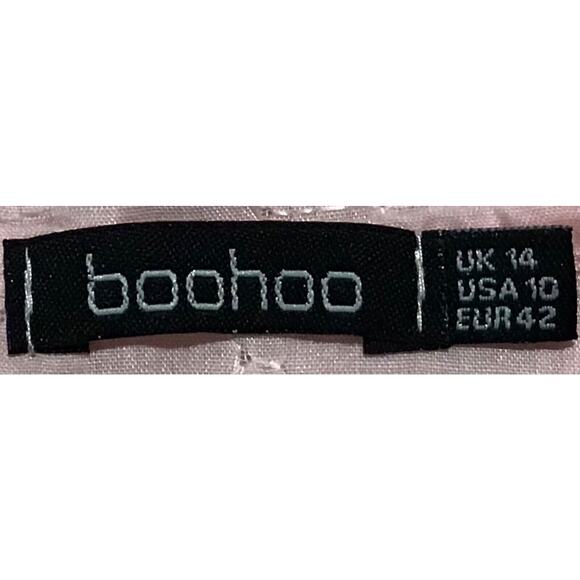 Boohoo Women’s Pink Ruffle Eyelet Shift Dress Size US 10/UK 14 NWT - Picture 3 of 4